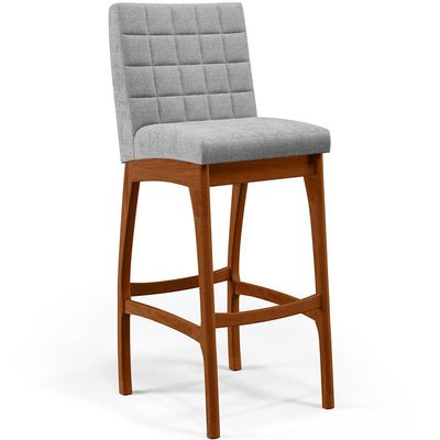 Banqueta Alta Para Cozinha Sala De Jantar Fixa Mila B04 Bouclê Cinza - Lyam Decor