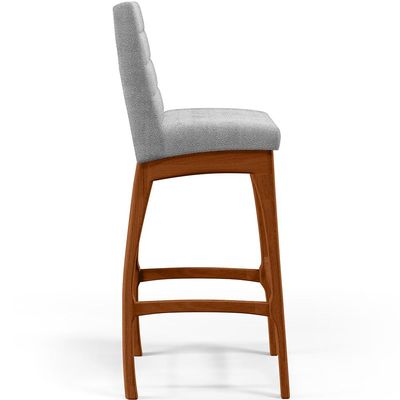 Banqueta Alta Para Cozinha Sala De Jantar Fixa Mila B04 Bouclê Cinza - Lyam Decor
