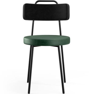 Cadeira Decorativa Estofada Sala Jantar Barcelona L02 Couríssimo Preto Facto Verde Musgo - Lyam