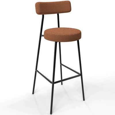 Kit 02 Banquetas Alta Bar Cozinha Sala De Jantar Em Aço Milão L02 Bouclê Terracota - Lyam Decor