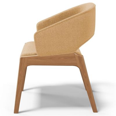 Cadeira de Jantar e Estar Living Estofada Lince L02 Bouclê Mostarda - Lyam Decor