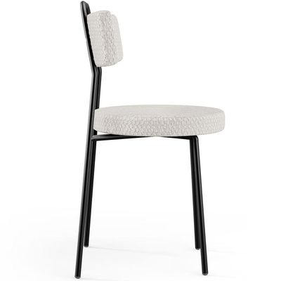 Cadeira Decorativa Estofada Para Sala De Jantar Barcelona L02 Bouclê Cru - Lyam Decor