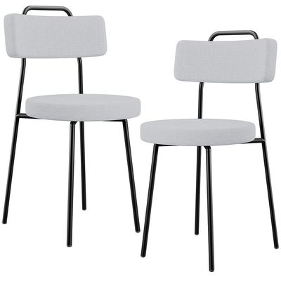 Kit 02 Cadeiras Decorativas Estofada Para Sala De Jantar Barcelona L02 Linho Cinza - Lyam Decor