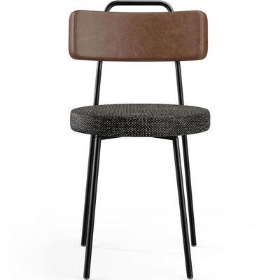 Kit 02 Cadeiras Estofada Para Sala De Jantar Barcelona L02 Couríssimo Marrom Linho Chumbo - Lyam