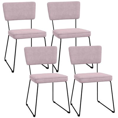 Kit 04 Cadeiras Decorativas Para Sala De Jantar Allana L02 Suede Rosê - Lyam Decor
