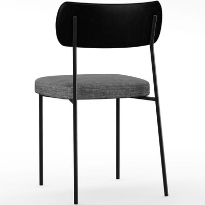 Cadeira Decorativa Para Sala De Jantar Melina L02 Couríssimo Preto Linho Cinza Escuro - Lyam Decor
