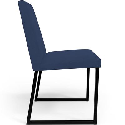 Kit 02 Cadeira Para Sala Jantar Base Aço Industrial Preto Dafne L02 Suede Azul Marinho - Lyam Decor
