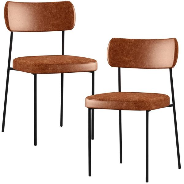 Kit 02 Cadeiras Estofadas Para Sala De Jantar Melina L02 Couríssimo Camel - Lyam Decor