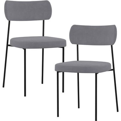 Kit 02 Cadeiras Estofadas Para Sala De Jantar Melina L02 Suede Cinza - Lyam Decor