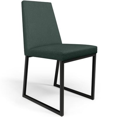 Kit 02 Cadeiras Para Sala Jantar Base Aço Industrial Preto Dafne L02 Linho Verde Musgo - Lyam Decor