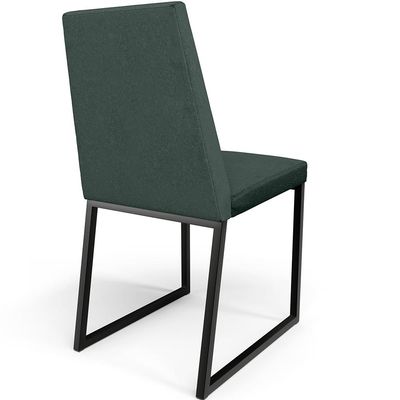 Kit 02 Cadeiras Para Sala Jantar Base Aço Industrial Preto Dafne L02 Linho Verde Musgo - Lyam Decor