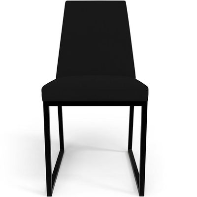 Kit 02 Cadeiras Para Sala De Jantar Base Aço Industrial Preto Dafne L02 Suede Preto - Lyam Decor