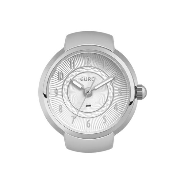 Anel Relógio Euro Feminino Ref:Eu2035yuw/4ki Prateado Redondo