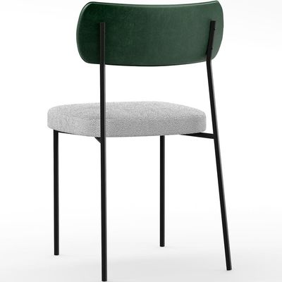 Kit 04 Cadeiras Estofadas Para Sala De Jantar Melina L02 Facto Verde Musgo Bouclê Cinza - Lyam Decor