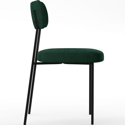 Cadeira Decorativa Estofada Para Sala De Jantar Melina L02 Bouclê Verde - Lyam Decor