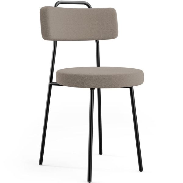 Cadeira Decorativa Estofada Para Sala De Jantar Barcelona L02 Bouclê Bege - Lyam Decor