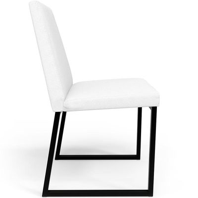 Kit 02 Cadeiras Para Sala De Jantar Base Aço Industrial Preto Dafne L02 Corano Branco - Lyam Decor