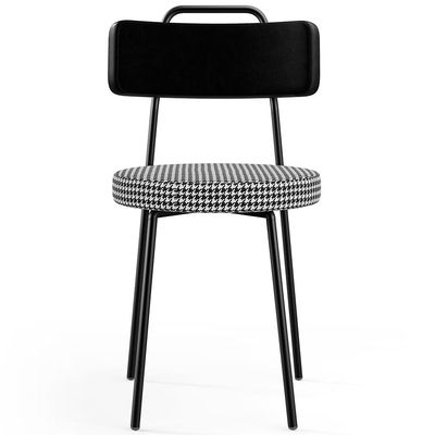 Cadeira Para Cozinha Sala De Jantar Barcelona L02 Couríssimo Preto Pied Poule - Lyam Decor