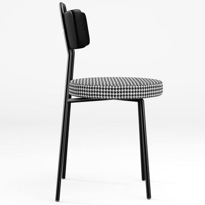 Cadeira Para Cozinha Sala De Jantar Barcelona L02 Couríssimo Preto Pied Poule - Lyam Decor