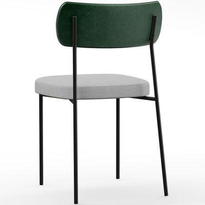 Kit 06 Cadeiras Para Sala De Jantar Melina L02 Facto Verde Musgo Linho Cinza - Lyam Decor