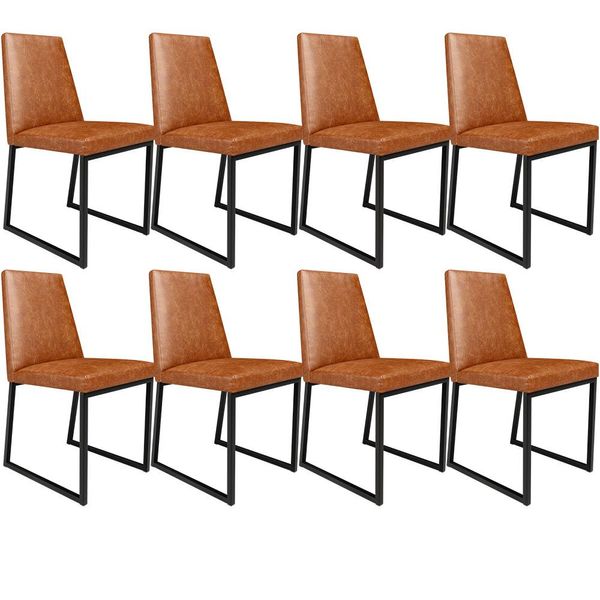 Kit 08 Cadeiras Decorativas Estofada Para Sala de Jantar Dafne L02 Couríssimo Camel - Lyam Decor Kit 08 Cadeiras Decorativas Estofada Para Sala de Jantar Dafne L02 Couríssimo Camel - Lyam Decor