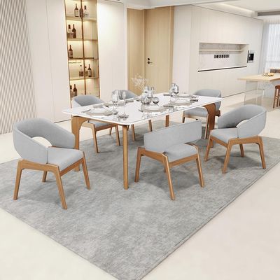 Kit 02 Cadeiras de Jantar e Estar Living Estofada Lince L02 Bouclê Cinza - Lyam Decor