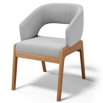 Kit 02 Cadeiras de Jantar e Estar Living Estofada Lince L02 Bouclê Cinza - Lyam Decor