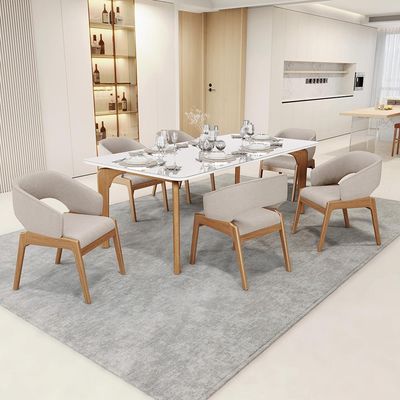 Kit 02 Cadeiras de Jantar e Estar Living Estofada Lince L02 Bouclê Bege - Lyam Decor