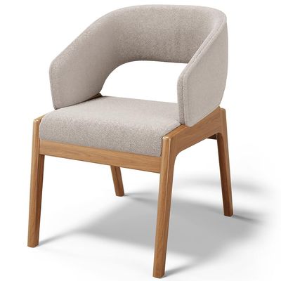 Kit 02 Cadeiras de Jantar e Estar Living Estofada Lince L02 Bouclê Bege - Lyam Decor