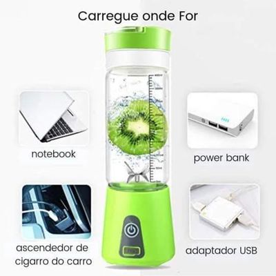 Kit 2 Mini Liquidificador Portátil Juicer Cup 6 Lâminas Usb