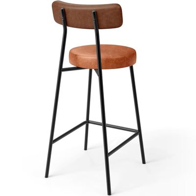 Banqueta Baixa Cozinha Sala Jantar Bancada Milão L02 Couríssimo Marrom Camel - Lyam Decor