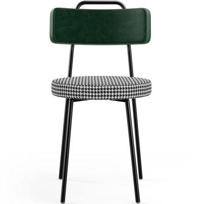 Cadeira Decorativa Estofada Para Sala De Jantar Barcelona L02 Facto Verde Musgo Pied Poule - Lyam