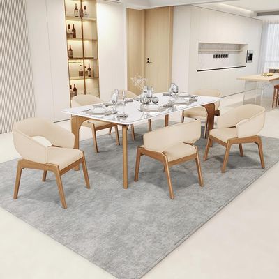 Kit 02 Cadeiras de Jantar e Estar Living Estofada Lince L02 Linho Bege Escuro - Lyam Decor