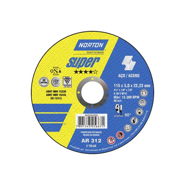 Disco Corte Ferro Norton Ar312 4.1/2X1/8X7/8