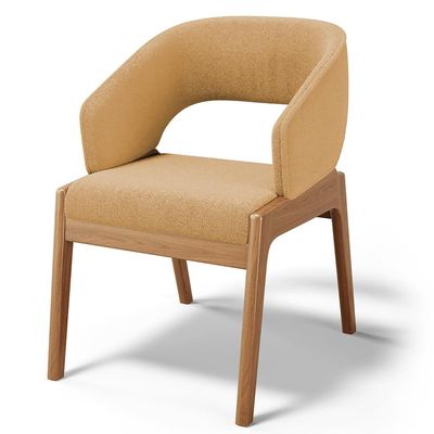 Kit 02 Cadeiras de Jantar e Estar Living Estofada Lince L02 Bouclê Mostarda - Lyam Decor