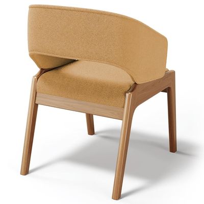 Kit 02 Cadeiras de Jantar e Estar Living Estofada Lince L02 Bouclê Mostarda - Lyam Decor