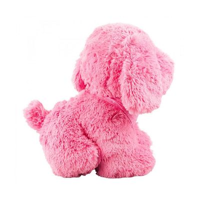 Cachorro Pelúcia Rosa Sentado Bandana Pescoço 22cm