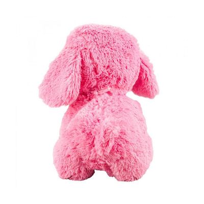 Cachorro Pelúcia Rosa Sentado Bandana Pescoço 22cm