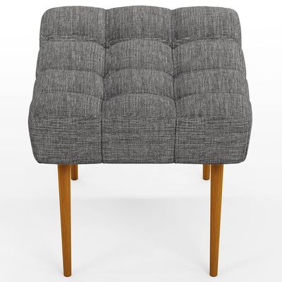 Puff Decorativo Para Sala De Estar Requinte L02 Linho Cinza Escuro - Lyam Decor