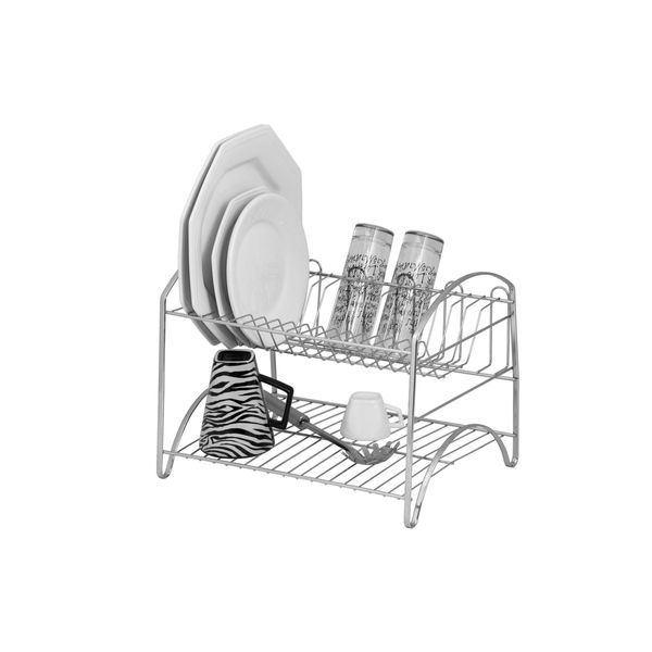 Escorredor de Louça Duplo Laminado Cromado 16 Pratos 05 Copos Organização Cozinha Escorredor de Louça Duplo Laminado Cromado 16 Pratos 05 Copos Organização Cozinha