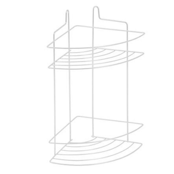 Porta Shampoo de Canto Duplo Suporte Branco Organização Banheiro Porta Shampoo de Canto Duplo Suporte Branco Organização Banheiro