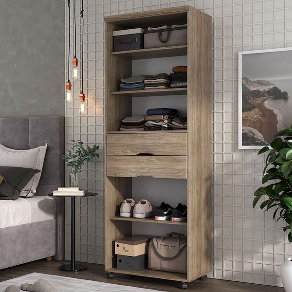 Estante Multiuso 2 Gavetas com Prateleiras 1340 Ilan Castanho Estante Multiuso 2 Gavetas com Prateleiras 1340 Ilan Castanho