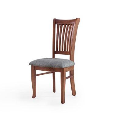 Kit 5 Cadeiras Decorativa Sala de Jantar Madeira Maciça Bakeri  Linho Cinza/Imbuia - Gran Belo