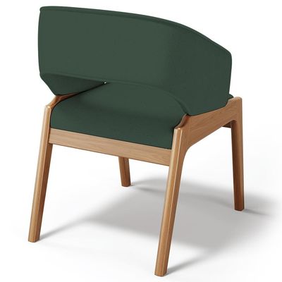 Kit 02 Cadeiras de Jantar e Estar Living Estofada Lince L02 Linho Verde Musgo - Lyam Decor