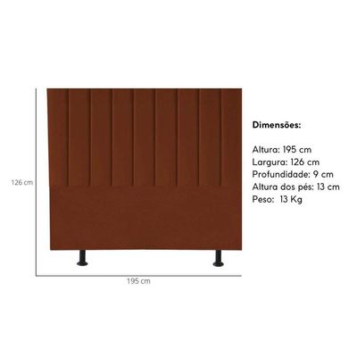 Cabeceira Estofada Cama Box King 195 Cm Taís Veludo terracota