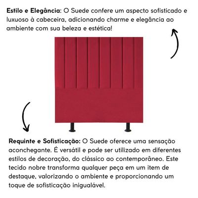 Cabeceira De Cama Solteiro Box 100 Cm Maisa Suede vermelho