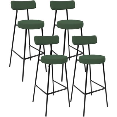 Kit 04 Banquetas Baixa Bar Cozinha Sala De Jantar Milão L02 Suede Verde Musgo - Lyam Decor