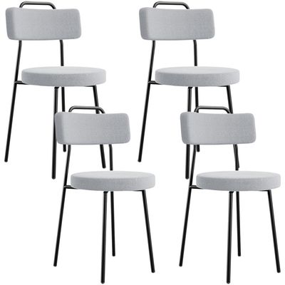 Kit 04 Cadeiras Decorativas Estofada Para Sala De Jantar Barcelona L02 Bouclê Cinza - Lyam Decor
