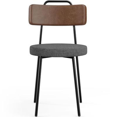 Kit 04 Cadeiras Estofada Sala De Jantar Barcelona L02 Couríssimo Marrom Linho Cinza Escuro - Lyam