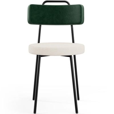 Kit 06 Cadeiras Decorativa Estofada Sala De Jantar Barcelona L02 Facto Verde Musgo Linho Cru - Lyam